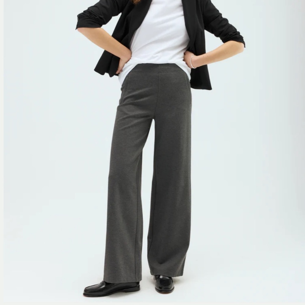 Kit & Ace Grey Wool/Silk blend Flared Trousers with Copper Gold Zippers Size 8